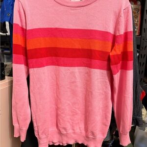 Chic Pink and Orange Striped Sweater